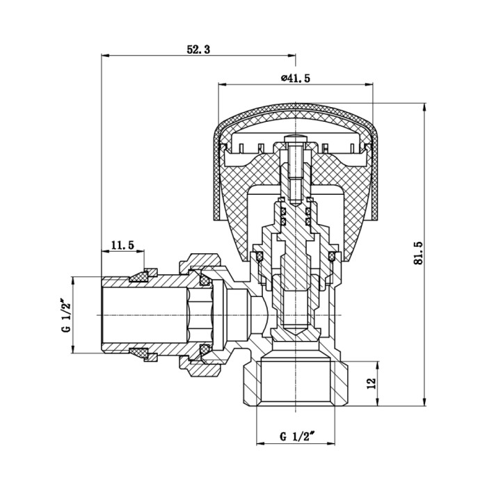 Кран радіаторний SD Forte Powerful 1/2" з антипротіканням кутовий SF232W15 (SF232W15)