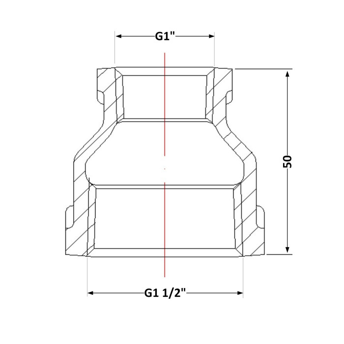 Муфта чавунна 1" 1/2х1" ВР (КЧ3024025)