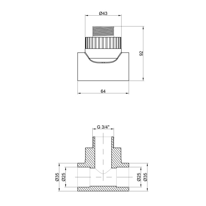 Трійник PPR Thermo Alliance 25х3/4"х25 ЗР (DSC3035)