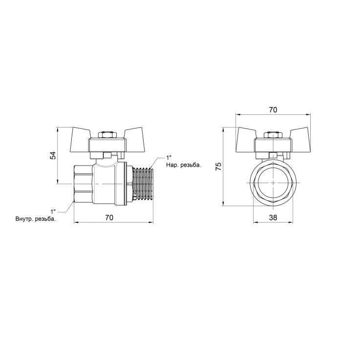 Кран кульовий SD Plus 1" ВЗ для газу (метелик) SD607NG25PN40 (SD607NG25PN40)