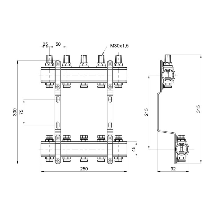 Коллектор SD Forte 1" 5 выходов SF002W5 (SF002W5)