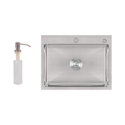 Мийка для кухні інтегрована Lidz Handmade H5845 (LDH5845BRU35384) Brushed Steel 3,0/1,0 мм (LDH5845BRU35384)