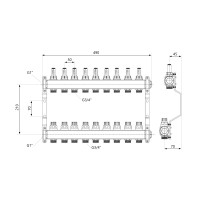Колектор з витратомірами SD Plus 1" 9 виходів SD0049 (SD0049)