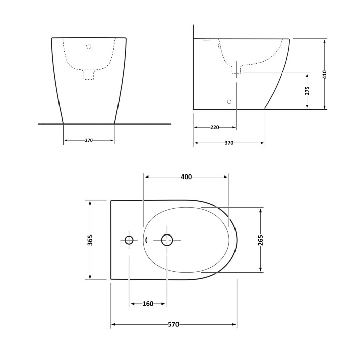 Біде підлогове Qtap Robin 565x360x405 Matt black QT13442141CMB (QT13442141CMB)