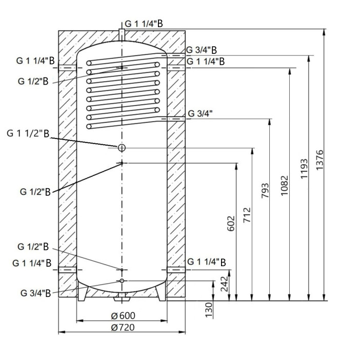 Теплоакумулятор Thermo Alliance TAI-10 350 з теплообмінником 1,4 кв. м з ізоляцією 60 мм (TAI0135060)
