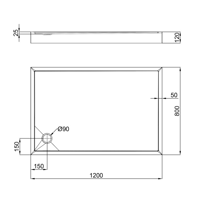 Душовий піддон Qtap Tern 3012812 120x80x12 см + сифон (TERN3012812)