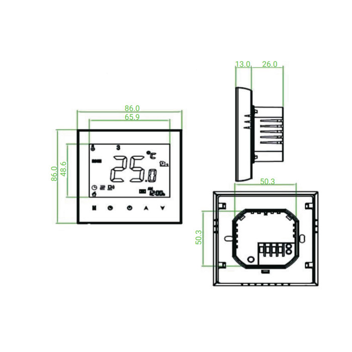 Thermo Alliance Проводящий недельный термостат(16A+NTC) с WiFi BHT-3000-GBLW ()
