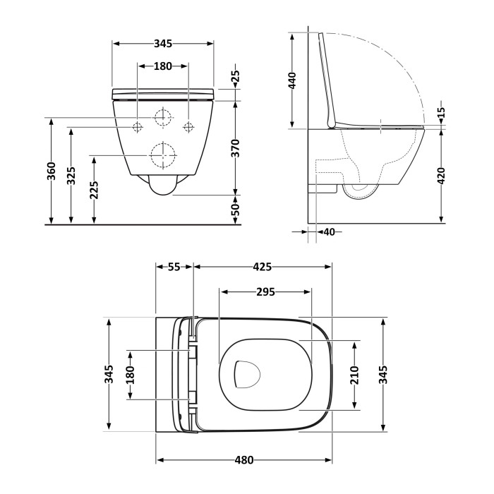 Унітаз підвісний Qtap Tern New Ultra Quiet безобідковий з сидінням Soft-close MATT BLACK QT17332303ASMB (QT17332303ASMB)