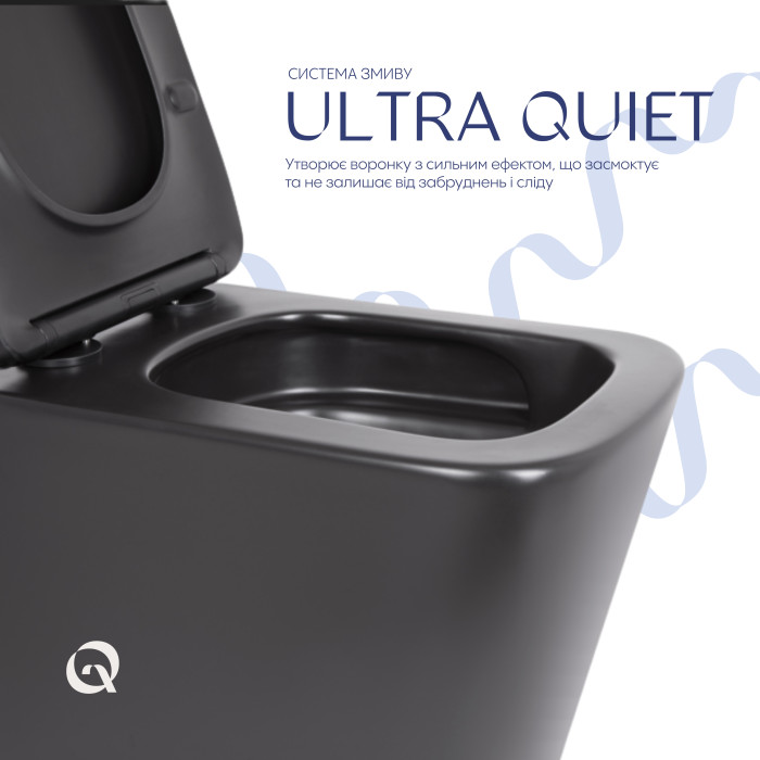 Унітаз підвісний Qtap Tern New Ultra Quiet безобідковий з сидінням Soft-close MATT BLACK QT17332303ASMB (QT17332303ASMB)
