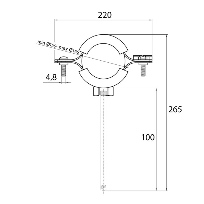 Хомут Thermo Alliance Standart 6" з чорною гумою (D159-166 мм) SD100150B (SD100150B)
