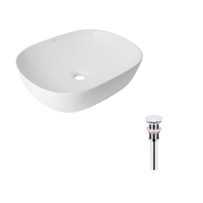 Комплект Qtap Aquarius: Раковина накладна прамокутна 470x380x120 мм White + Донний клапан PU02 (QT21112185WN47295)
