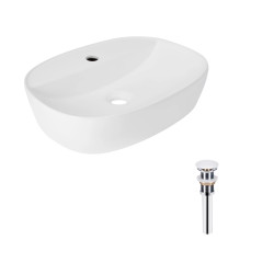 Комплект Qtap Scorpio: Раковина накладна овальна 500x380x120 мм White + Донний клапан PU02 (QT14112202WN47313)