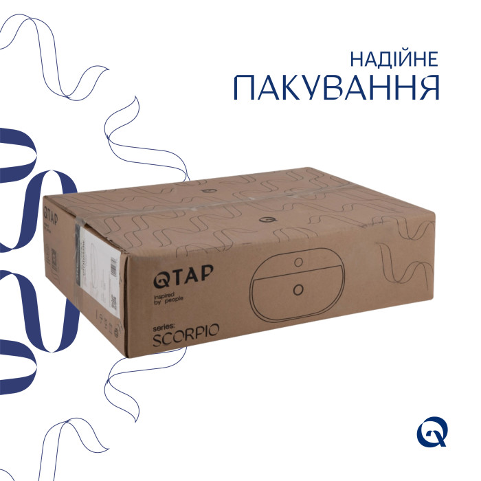 Комплект Qtap Scorpio: Раковина накладна овальна 500x380x120 мм White + Донний клапан PU02 (QT14112202WN47313)