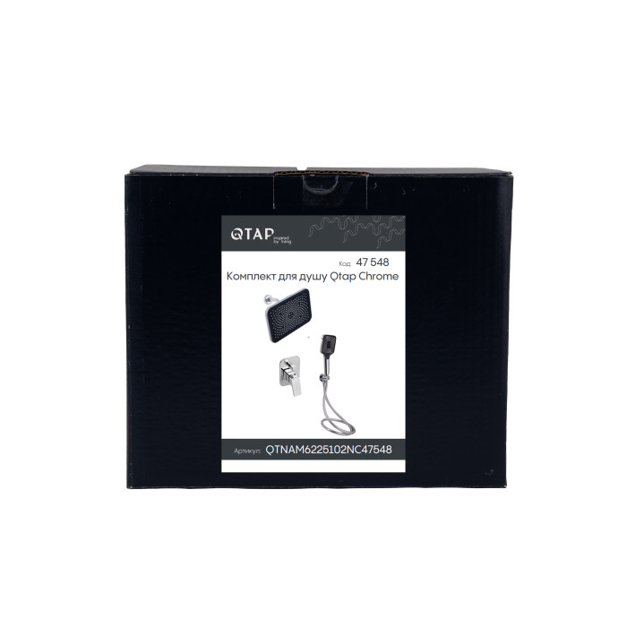Комплект для душу Qtap Namesti Chrome: Змішувач QTNAM6225102NC + Лійки (QTRUC125CRM45954,QTHLA107CRM45784) + Шланг QTHADPVC200C + QTCRMBH130 (QTNAM6225102NC47548)