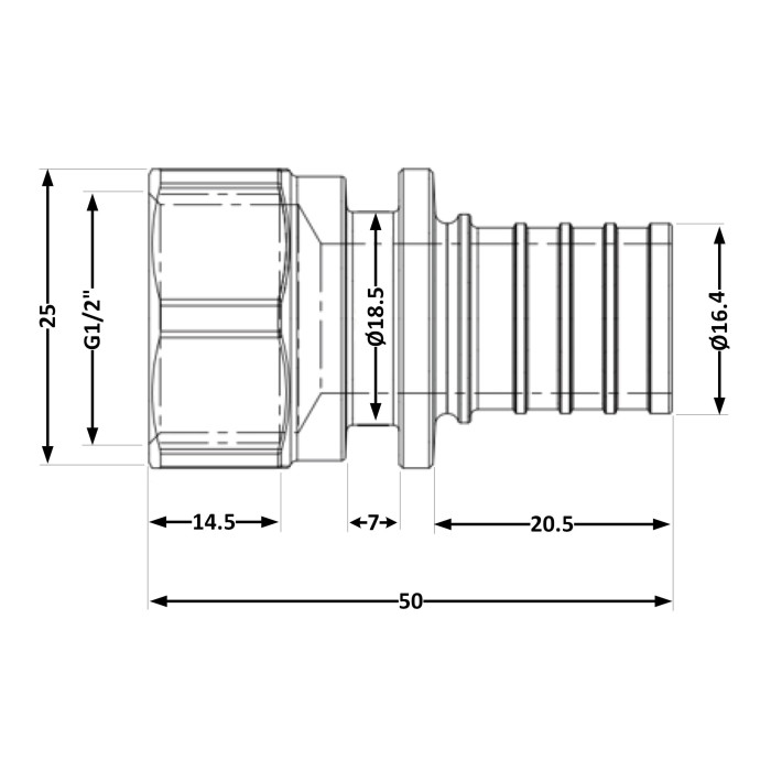Перехідник під натяжну гільзу Icma №1033 d16х2,2-1/2"В 851033ADBO05 (851033ADBO05)