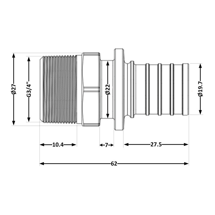 Перехідник під натяжну гільзу Icma №1034  d25х3,5-3/4"З 851034AEGX05 (851034AEGX05)