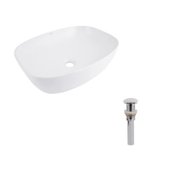 Комплект Qtap Cardinal: Раковина накладна 500×380×140 мм, White, овальна + Донний клапан Pop-up PU02 (QT04116302W48464)