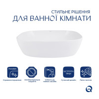 Комплект Qtap Cardinal: Раковина накладна 500×380×140 мм, White, овальна + Донний клапан Pop-up PU02 (QT04116302W48464)