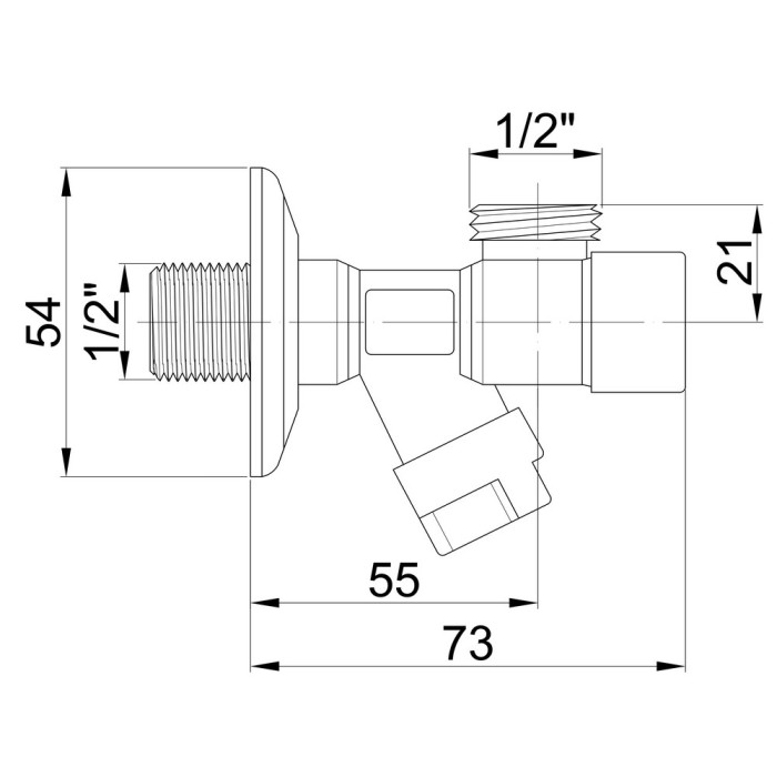 Кран приладовий буксовий Icma 1/2" кутовий №518 (90518AD07)