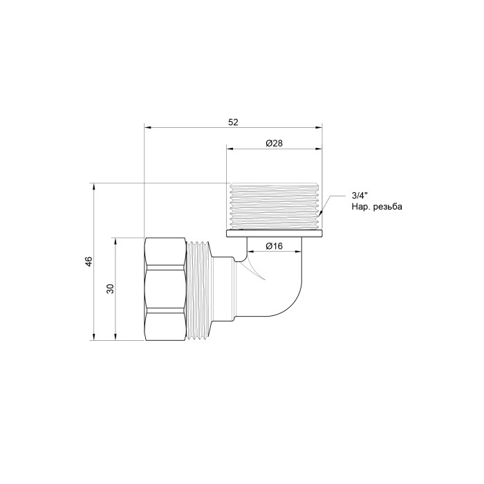 Кут обтискний SD Plus 20х3/4" ЗР SD157W2020 (SD157W2020)