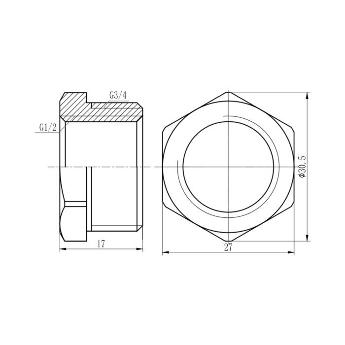 Футорка SD Forte 3/4"х1/2" ЗВ хром SF374H2015 (SF374H2015)