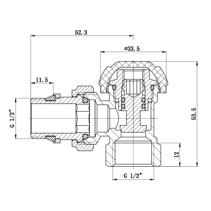 Кран радіаторний SD Forte Powerful 1/2" з антипротіканням кутовий SF233W15 (SF233W15)