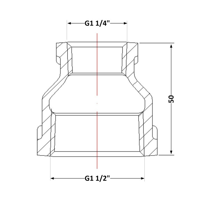 Муфта чавунна 1" 1/2х1" 1/4 ВР (КЧ3024032)