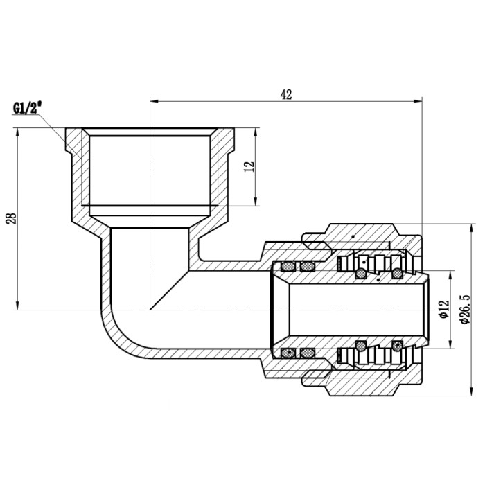 Кут обтискний SD Forte 16х1/2" ВР SF174W1615 (SF174W1615)