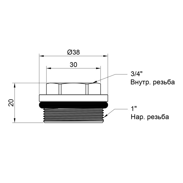 Футорка для колектора SD Plus 1"х3/4" ВЗ SD35420 (SD35420)