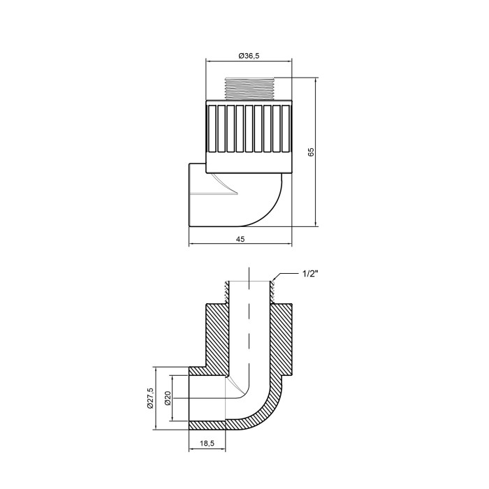 Уголок PPR Thermo Alliance 20х1/2" ЗР (DSE4015)