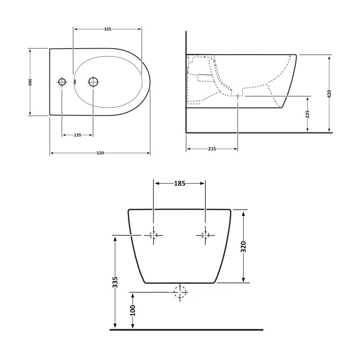 Біде підвісне Qtap Jay 520х360х320 White QT07555376W (QT07555376W)