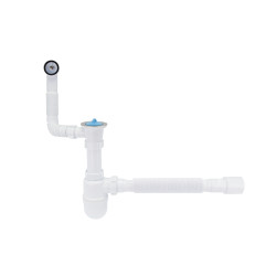 Сифон для кухонної мийки Lidz (WHI) 60 08 E004 00 з круглим переливом (вихід 50 мм) (LK12)