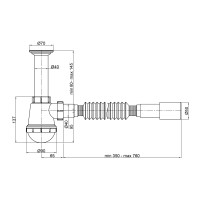 Сифон для кухонної мийки Lidz (WHI) 60 05 M001 00 (вихід 50 мм) (LK02)