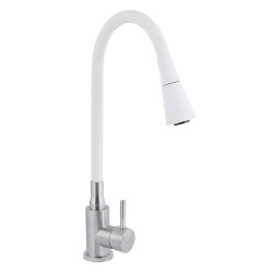 Змішувач для кухні Lidz Aria 015F31 з гнучким виливом (k35) LDARI015F31WNK36981 White / Nickel (LDARI015F31WNK36981)