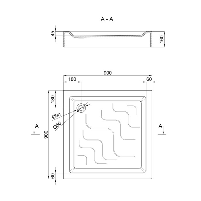 Душовий піддон Lidz Mazur ST90x90x16 (LMAST909016)