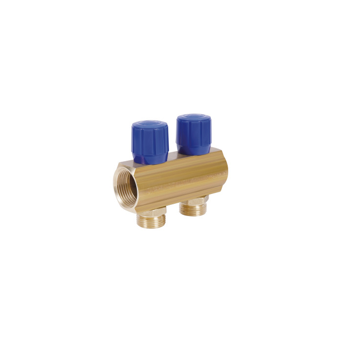 Колектор Icma з регулювальними вентилями 1" 2 виходи №1105 (Blue) (871105PG0512)