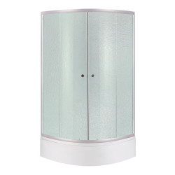 Душова кабіна Latwa SC90x90.SAT.MID.FR полукругла, скло Frost 4 мм + Душовий піддон KAPIELKA ST90x90x26, з панеллю Lidz (LLSC9090SATMIDFR2SET)