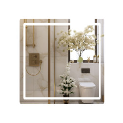 Дзеркало Qtap Mideya 800x800 з LED-підсвічуванням Touch, з антизапотіванням, димером, рег. яскравості QT2078NCF8080W (QT2078NCF8080W)