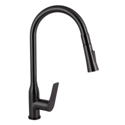 Змішувач для кухні Qtap Vlasta New з висувним виливом QTVLA344GMB45647 Gunmetal Black PVD (QTVLA344GMB45647)