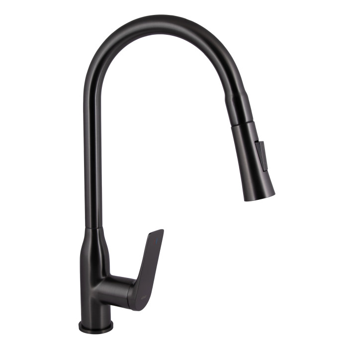 Змішувач для кухні Qtap Vlasta New з висувним виливом QTVLA344GMB45647 Gunmetal Black PVD (QTVLA344GMB45647)