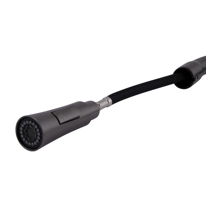 Змішувач для кухні Qtap Vlasta New з висувним виливом QTVLA344GMB45647 Gunmetal Black PVD (QTVLA344GMB45647)