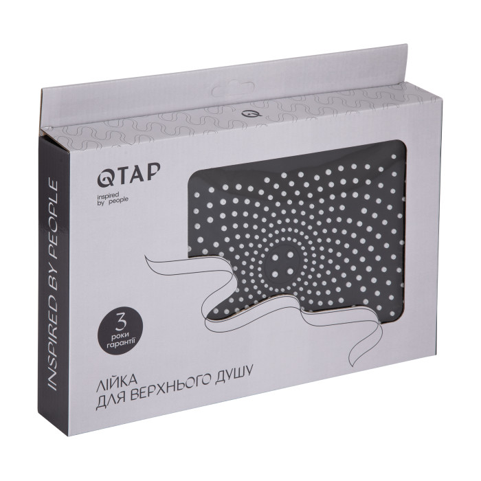 Лійка для верхнього душу Qtap Hlavova 260x180 мм прямокутна QTHLA107CRM45784 Chrome/Black (QTHLA107CRM45784)