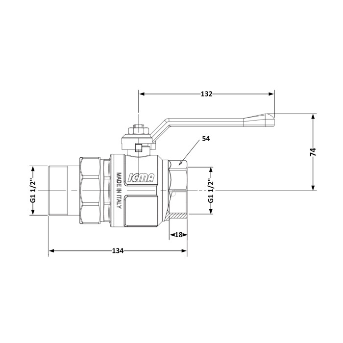 Кран кульовий "Американка" Icma 1 1/2" прямий №347 (87347AH11)