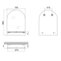 Дзеркало Lidz Tani 140.07.03 (1) 700х900х110 настінне з поличкою прямокутне з дугоподібним верхом LD78TA7090 (LD78TA7090)