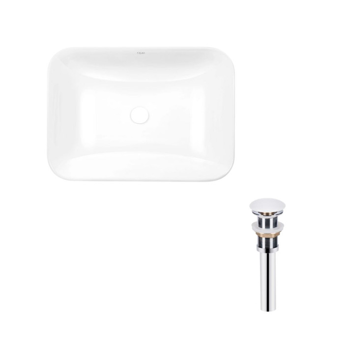 Комплект Qtap Scorpio: Раковина врізна прамокутна 615х390х150 мм White + Донний клапан PU02 (QT1411K491WN47291)
