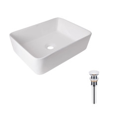 Комплект Qtap Tern: Раковина накладна прамокутна 480х370х135 мм White + Донний клапан PU02 (QT17112074WN47301)