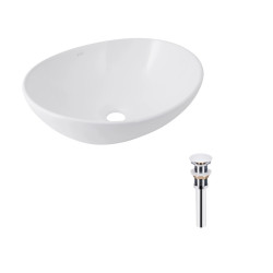 Комплект Qtap Dove: Раковина накладна овальна 415x340x140 мм White + Донний клапан PU02 (QT06113078WN47308)