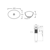 Комплект Qtap Dove: Раковина накладна овальна 415x340x140 мм White + Донний клапан PU02 (QT06113078WN47308)