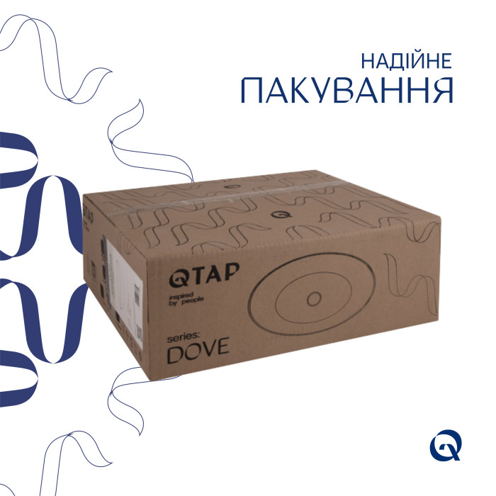 Комплект Qtap Dove: Раковина накладна овальна 415x340x140 мм White + Донний клапан PU02 (QT06113078WN47308)