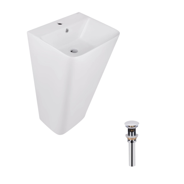 Комплект Qtap Tern: Раковина напольна моноблок 440х380х830 мм White + Донний клапан PU02O (QT1711G302WN47320)